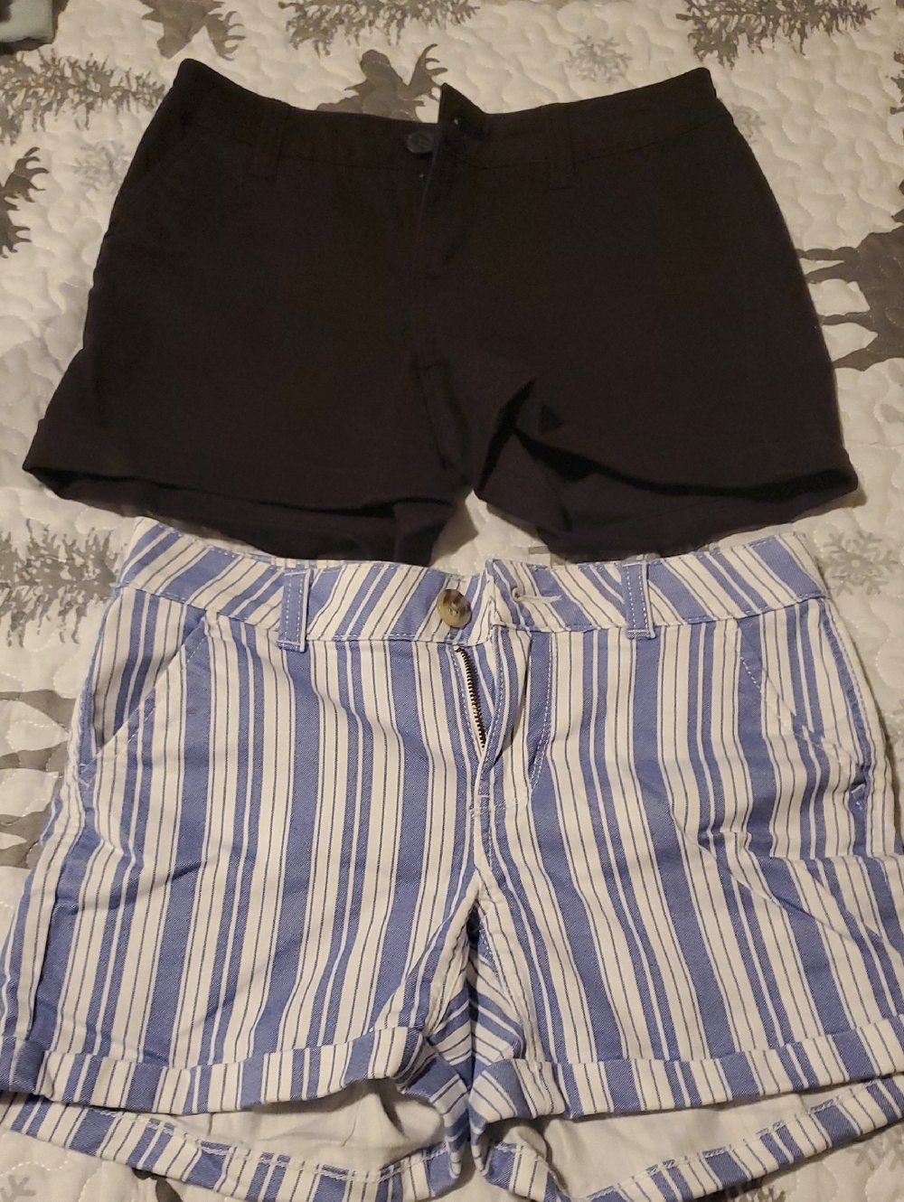 SO Juniors Blue and White Striped Midi Shorts And Black Shorts Bundle Size 0